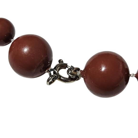 Vintage Brown Beaded Necklace Retro Minimalist Classic Fashion Jewelry Women - Picture 3 of 5